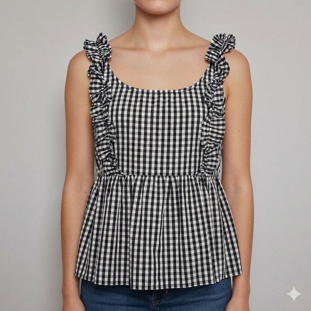 Forever 21 Plaid Babydoll Empire Waist Tank Top Size M
